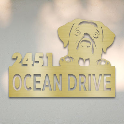 Personalized Labrador Retriever Address Sign Gold | Barkhaus Metal Company