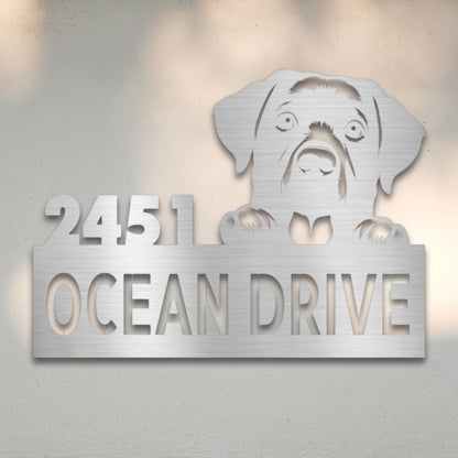 Personalized Labrador Retriever Address Sign Silver | Barkhaus Metal Company