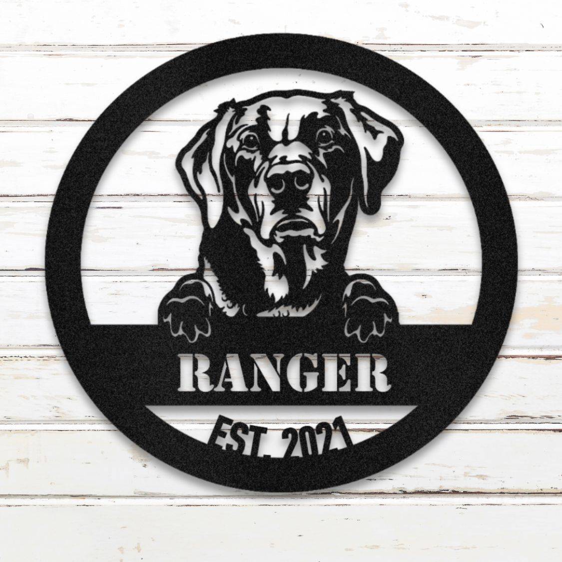 Personalized Labrador Retriever Metal Wall Art – Custom Dog Name Sign Black | Barkhaus Metal Company
