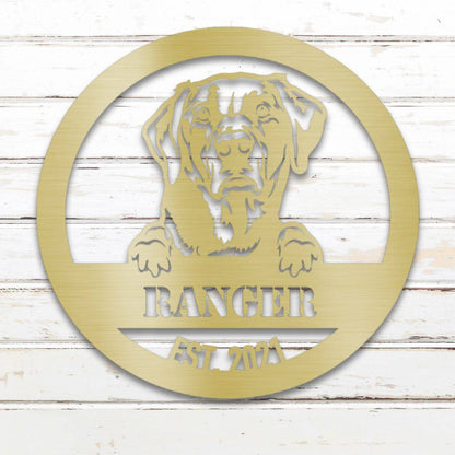 Personalized Labrador Retriever Metal Wall Art – Custom Dog Name Sign Gold | Barkhaus Metal Company