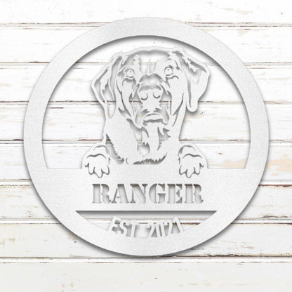 Personalized Labrador Retriever Metal Wall Art – Custom Dog Name Sign White | Barkhaus Metal Company