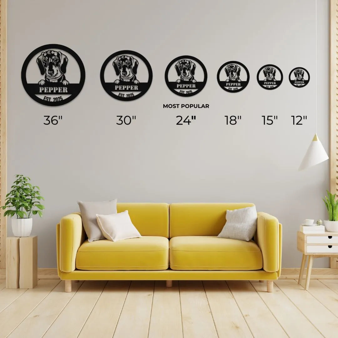 Dachshund Personalized Metal Sign - Custom Dog Wall Art Silhouette in - Custom Dog Wall Art