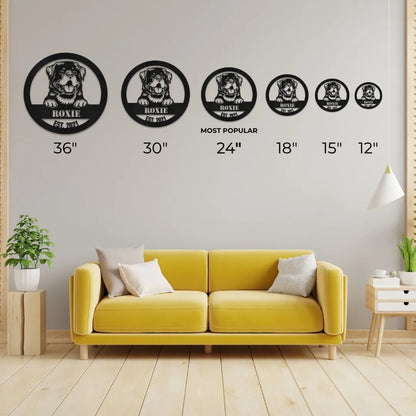 Rottweiler Personalized Metal Sign - Custom Dog Wall Art Silhouette in - Custom Dog Wall Art