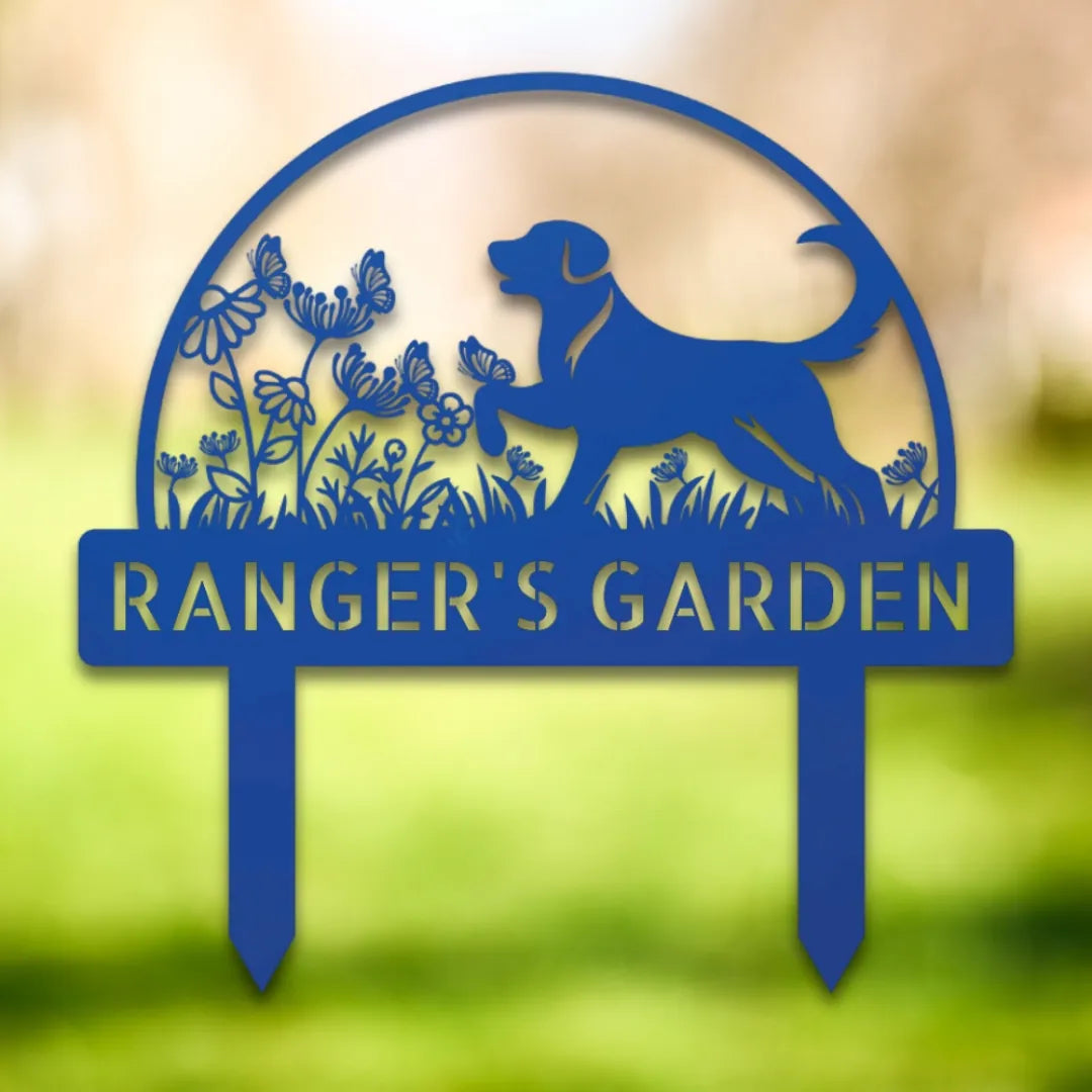 Personalized Yard Stake I Silhouette in Blue - Custom Dog Wall Art