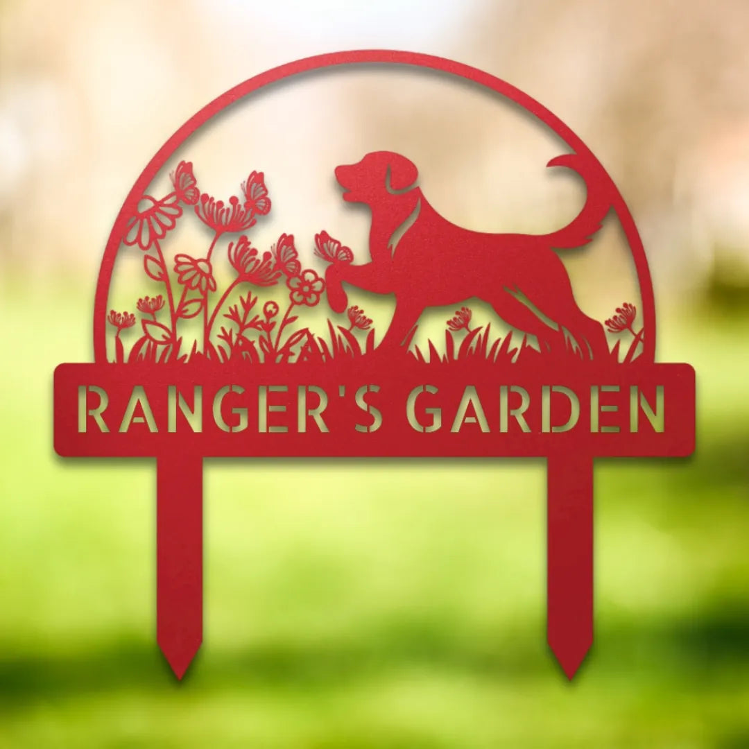 Personalized Yard Stake I Silhouette in Red - Custom Dog Wall Art