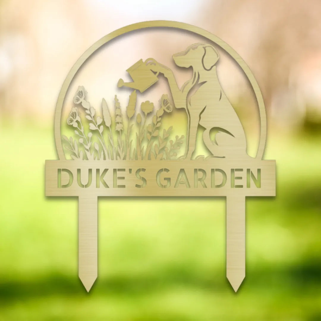Personalized Yard Stake II Silhouette in Gold - Custom Dog Wall Art
