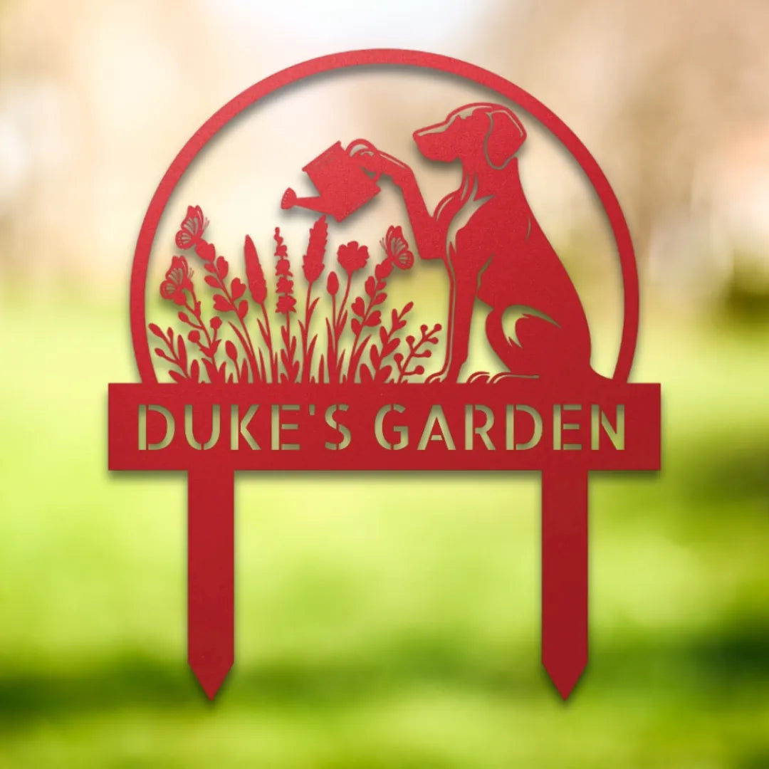 Personalized Yard Stake II Silhouette in Red - Custom Dog Wall Art