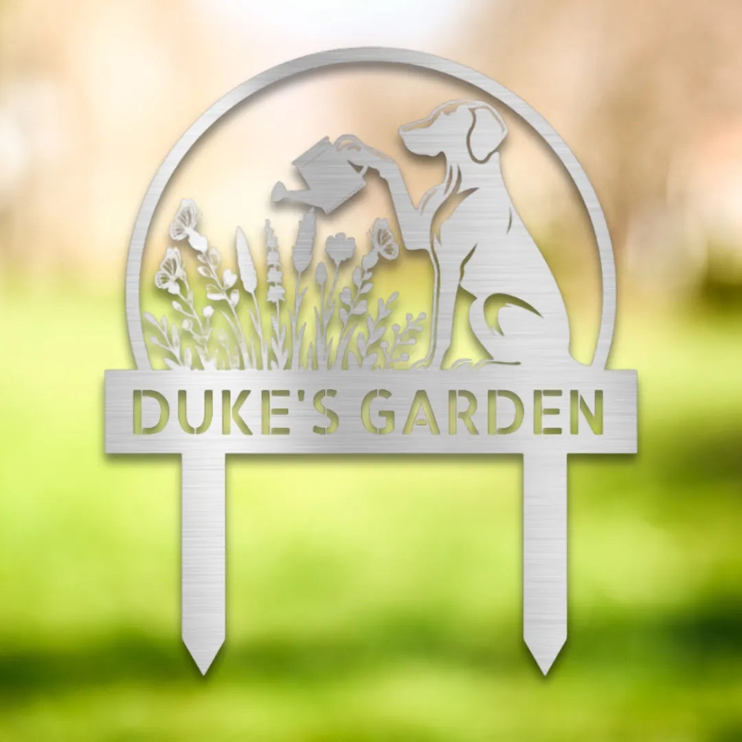 Personalized Yard Stake II Silhouette in Silver - Custom Dog Wall Art