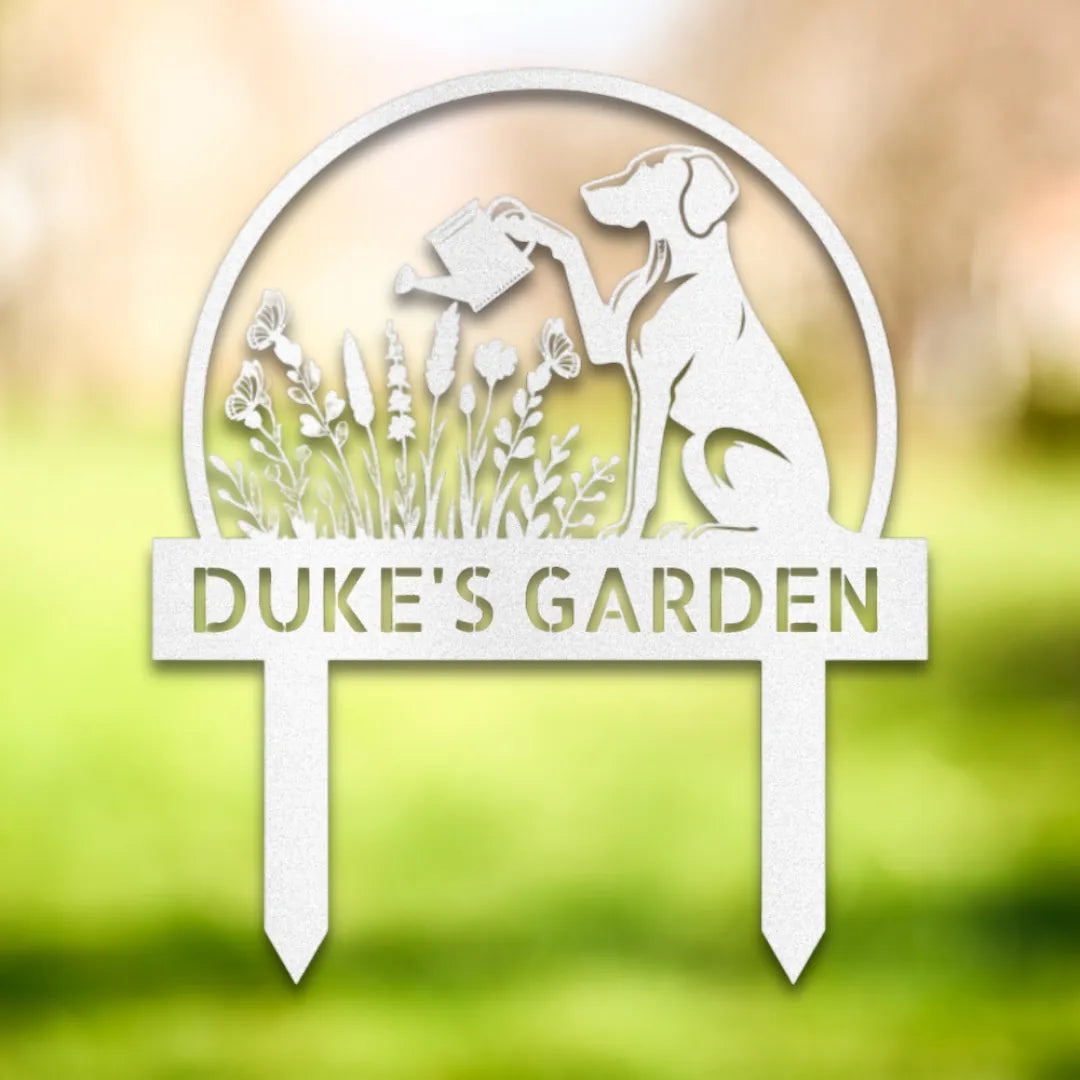 Personalized Yard Stake II Silhouette in White - Custom Dog Wall Art