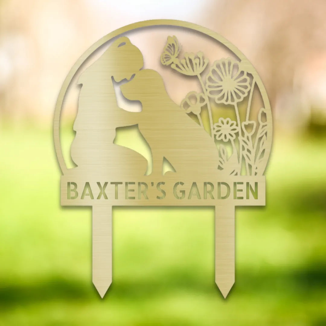 Personalized Yard Stake III Silhouette in Gold - Custom Dog Wall Art