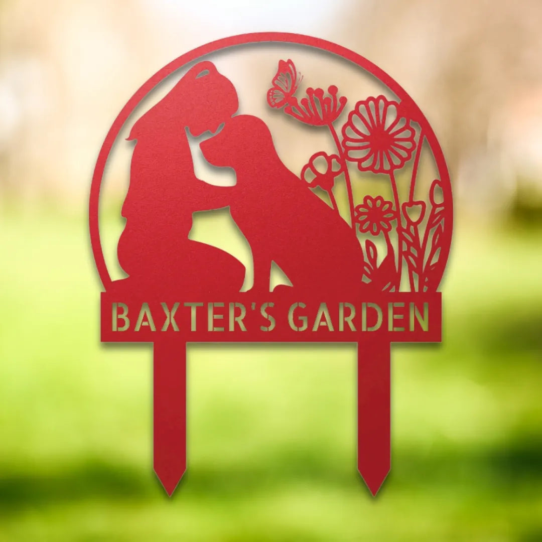 Personalized Yard Stake III Silhouette in Red - Custom Dog Wall Art