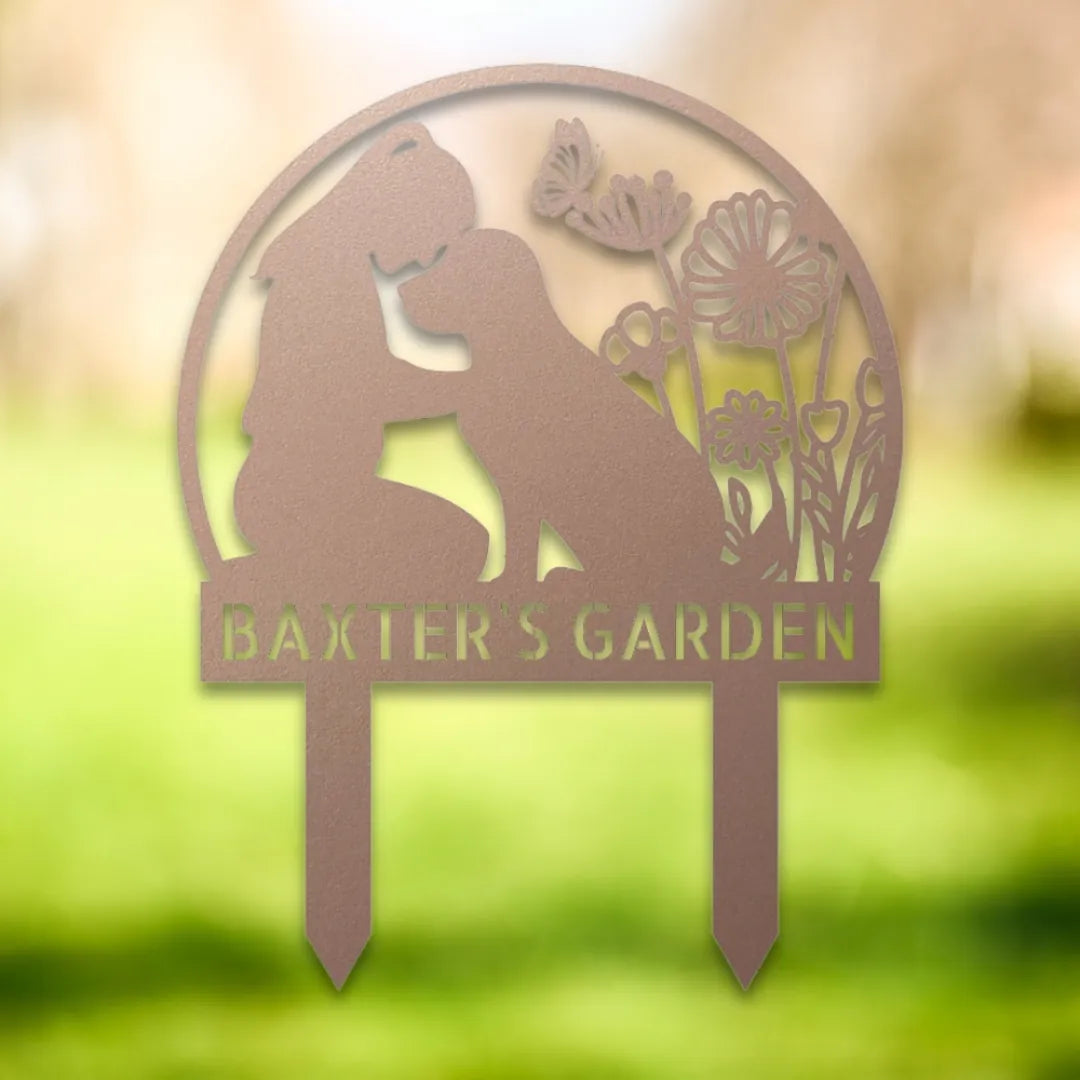 Personalized Yard Stake III Silhouette in Rose - Custom Dog Wall Art