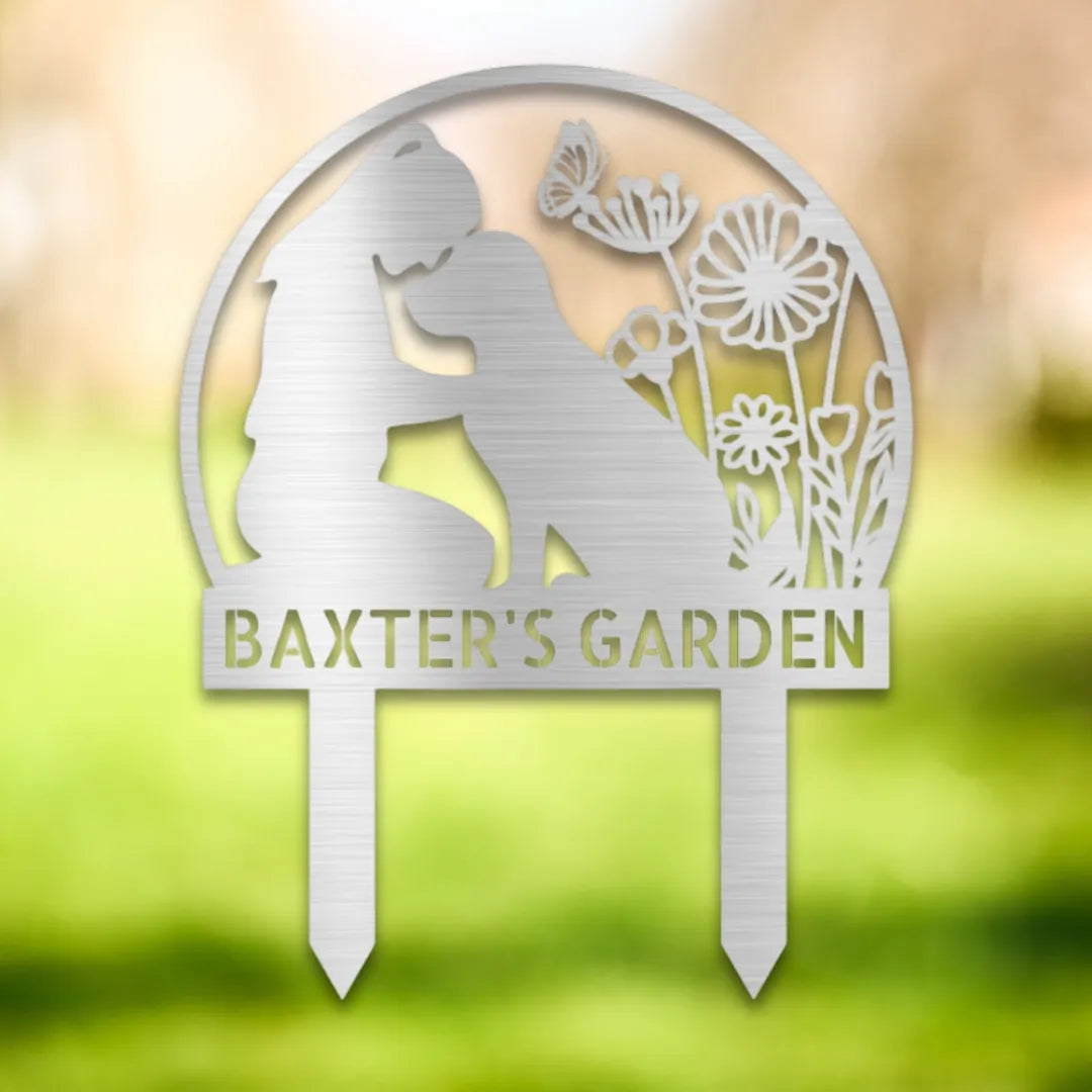 Personalized Yard Stake III Silhouette in Silver - Custom Dog Wall Art