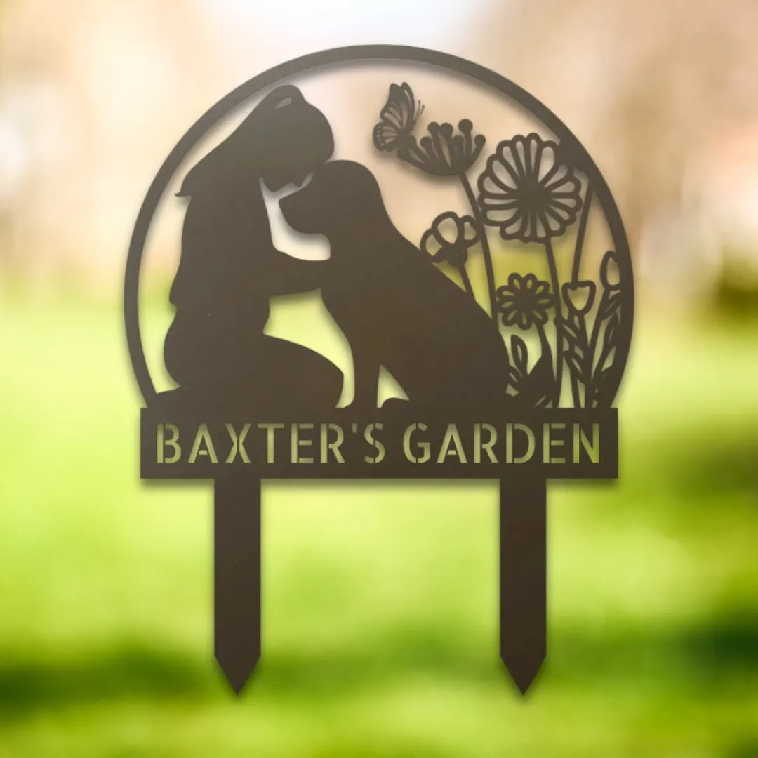 Personalized Yard Stake III Silhouette in Stone - Custom Dog Wall Art