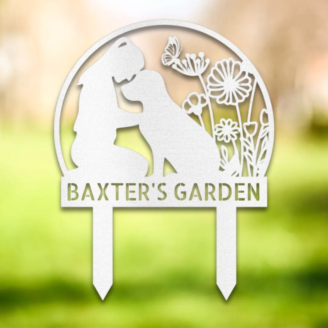 Personalized Yard Stake III Silhouette in White - Custom Dog Wall Art