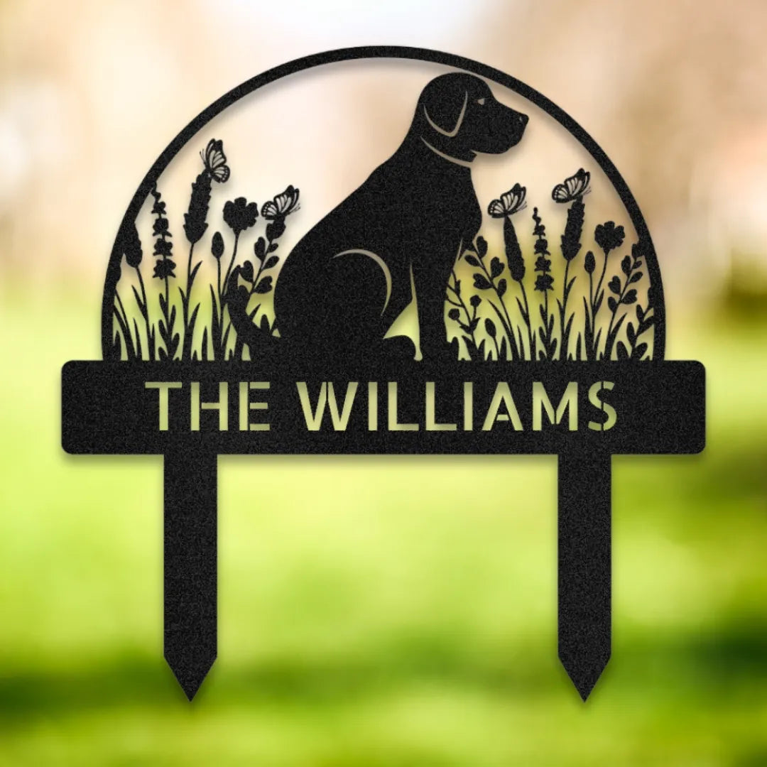 Personalized Yard Stake IV Silhouette in Black - Custom Dog Wall Art