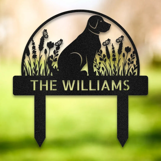 Personalized Yard Stake IV Silhouette in Black - Custom Dog Wall Art