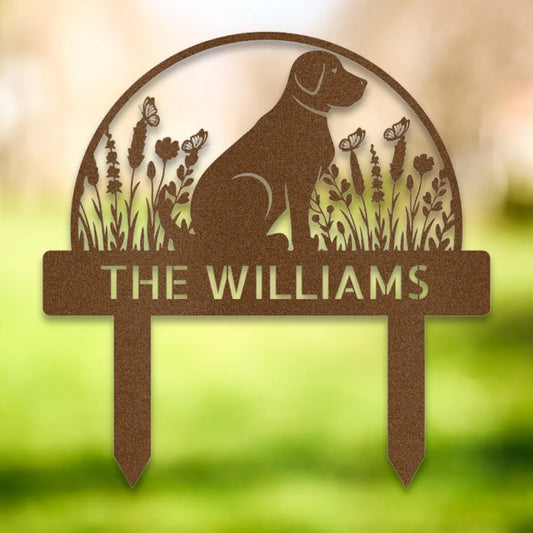 Personalized Yard Stake IV Silhouette in Copper - Custom Dog Wall Art