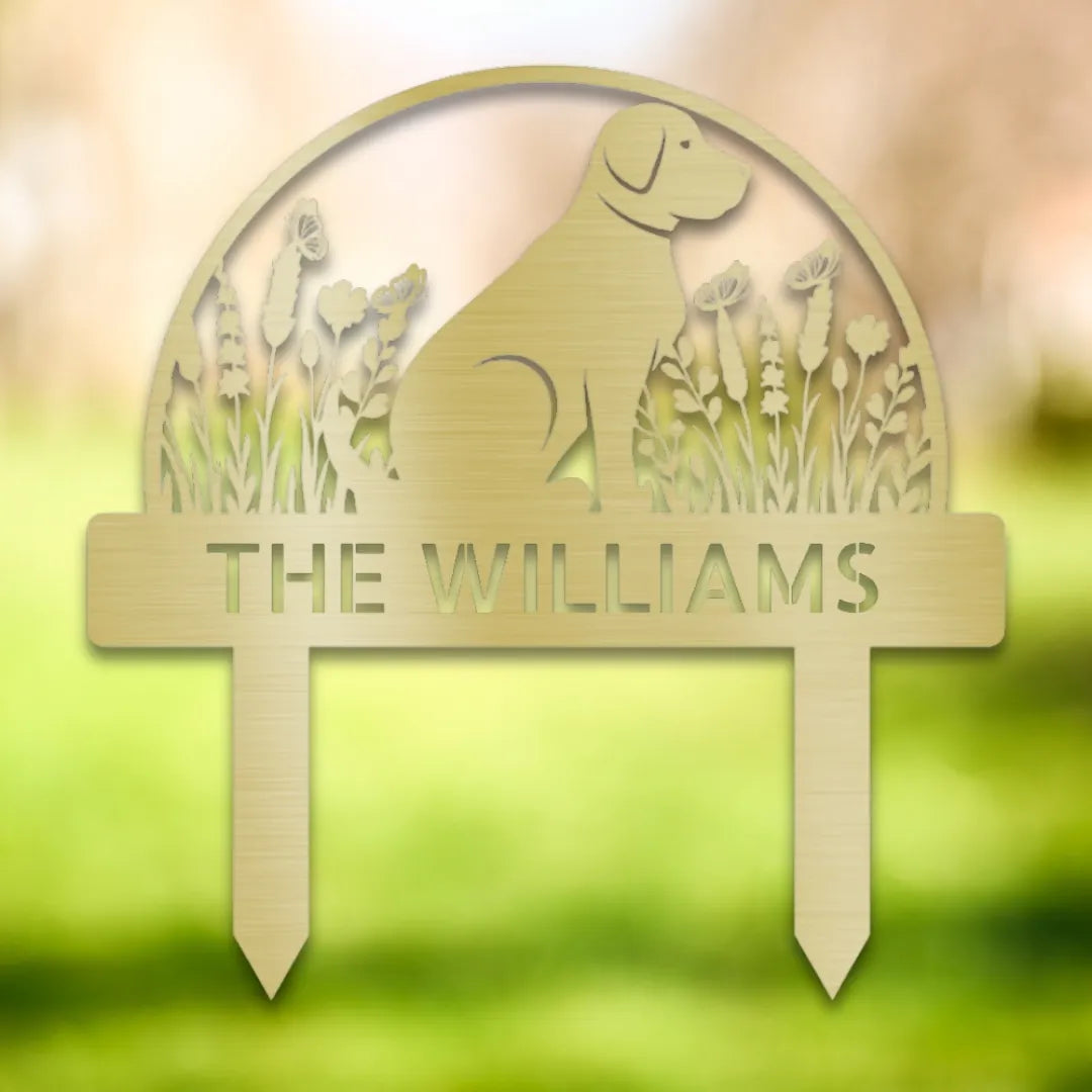 Personalized Yard Stake IV Silhouette in Gold - Custom Dog Wall Art