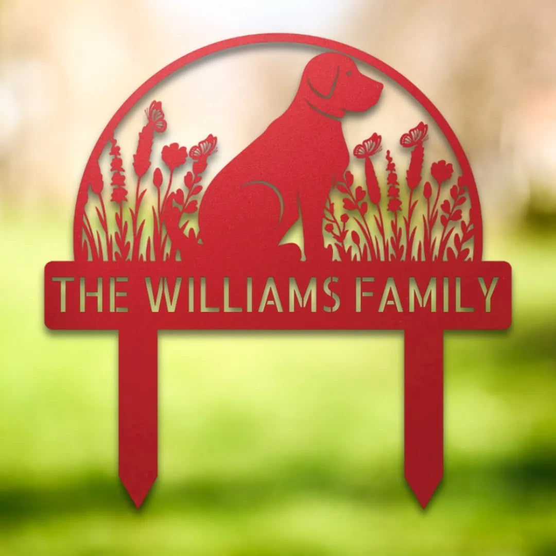 Personalized Yard Stake IV Silhouette in Red - Custom Dog Wall Art