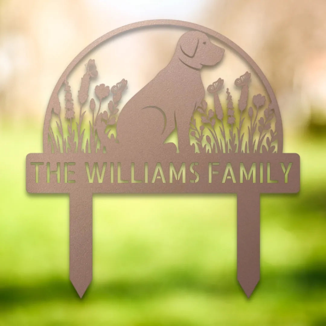 Personalized Yard Stake IV Silhouette in Rose - Custom Dog Wall Art