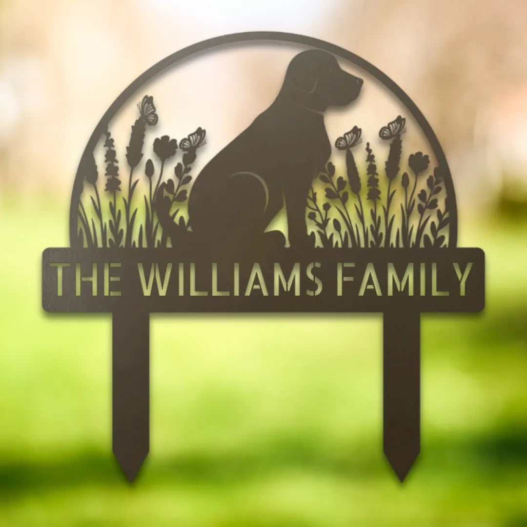 Personalized Yard Stake IV Silhouette in Stone - Custom Dog Wall Art