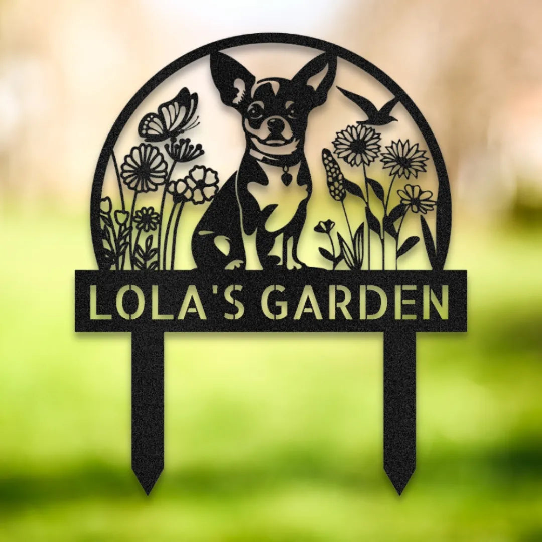 Personalized Yard Stake V Silhouette in Black - Custom Dog Wall Art