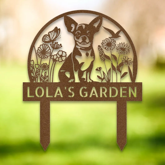 Personalized Yard Stake V Silhouette in Copper - Custom Dog Wall Art