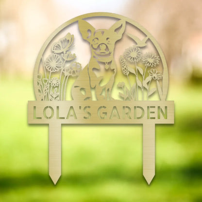 Personalized Yard Stake V Silhouette in Gold - Custom Dog Wall Art