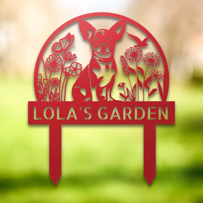 Personalized Yard Stake V Silhouette in Red - Custom Dog Wall Art