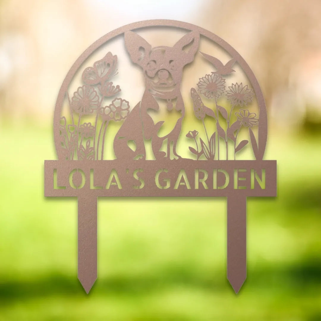 Personalized Yard Stake V Silhouette in Rose - Custom Dog Wall Art