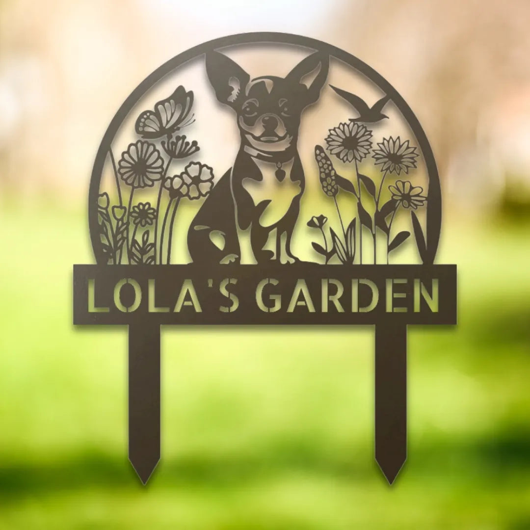 Personalized Yard Stake V Silhouette in Stone - Custom Dog Wall Art