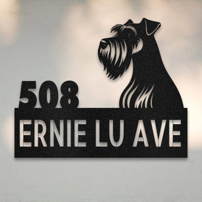 Personalized Miniature Schnauzer Address Sign Black | Barkhaus Metal Company