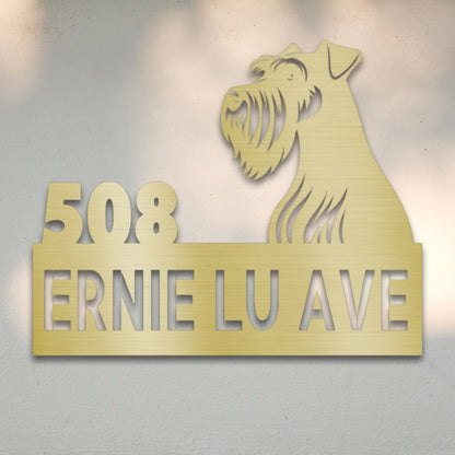 Personalized Miniature Schnauzer Address Sign Gold | Barkhaus Metal Company