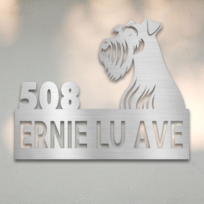 Personalized Miniature Schnauzer Address Sign Silver | Barkhaus Metal Company