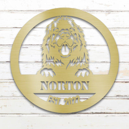 Personalized Newfoundland Metal Wall Art – Custom Dog Name Sign Gold | Barkhaus Metal Company