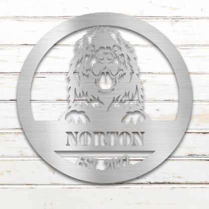 Personalized Newfoundland Metal Wall Art – Custom Dog Name Sign Silver | Barkhaus Metal Company