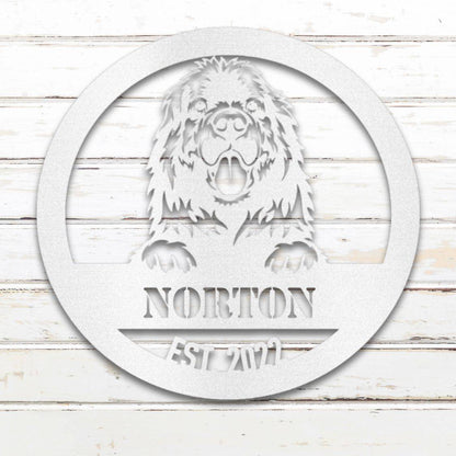 Personalized Newfoundland Metal Wall Art – Custom Dog Name Sign White | Barkhaus Metal Company