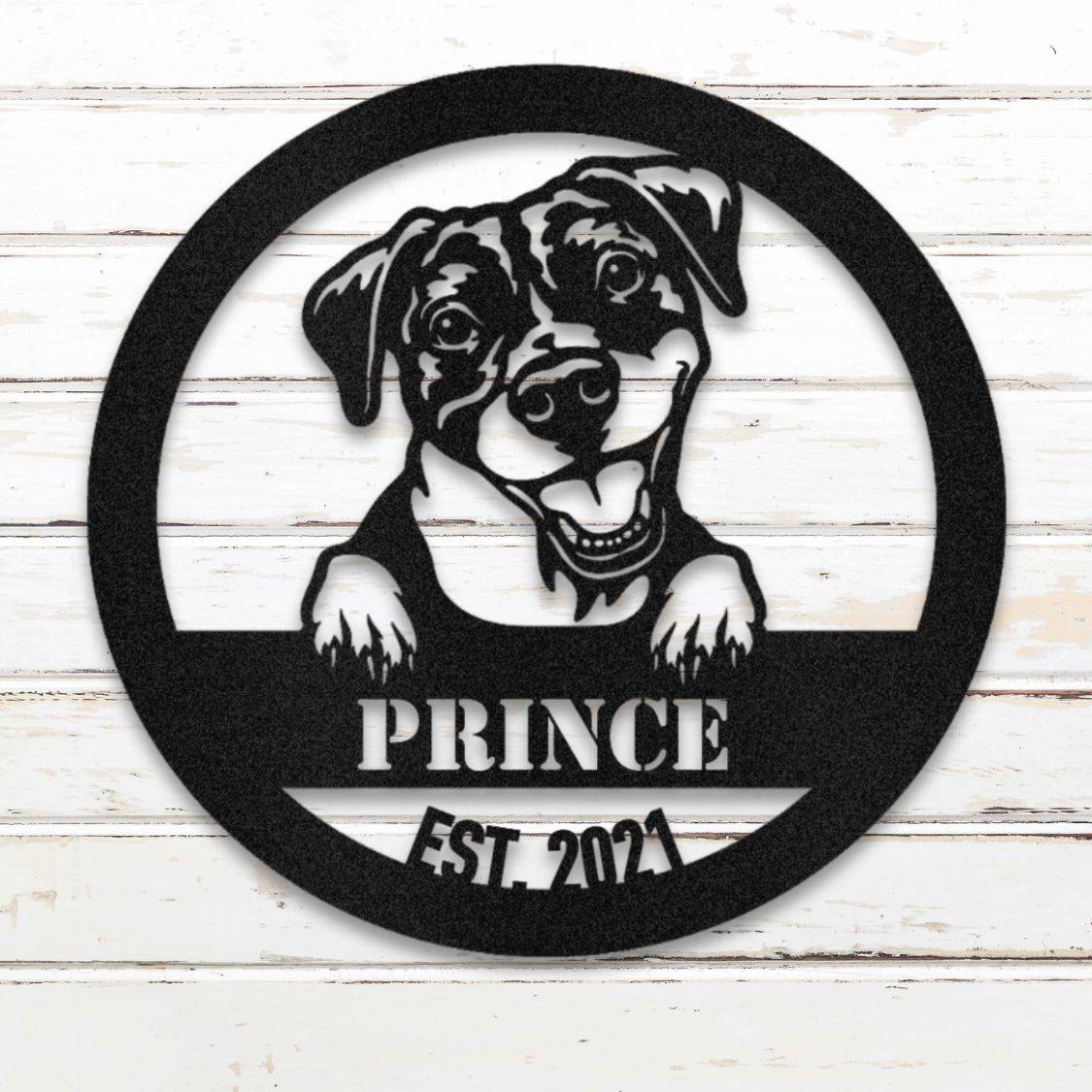 Personalized Pit Bull Terrier Metal Wall Art – Custom Dog Name Sign Black | Barkhaus Metal Company