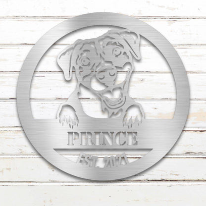 Personalized Pit Bull Terrier Metal Wall Art – Custom Dog Name Sign Silver | Barkhaus Metal Company