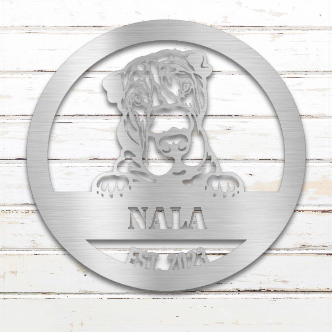 Personalized Shar-Pei Metal Wall Art – Custom Dog Name Sign Silver | Barkhaus Metal Company