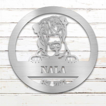 Personalized Shar-Pei Metal Wall Art – Custom Dog Name Sign Silver | Barkhaus Metal Company
