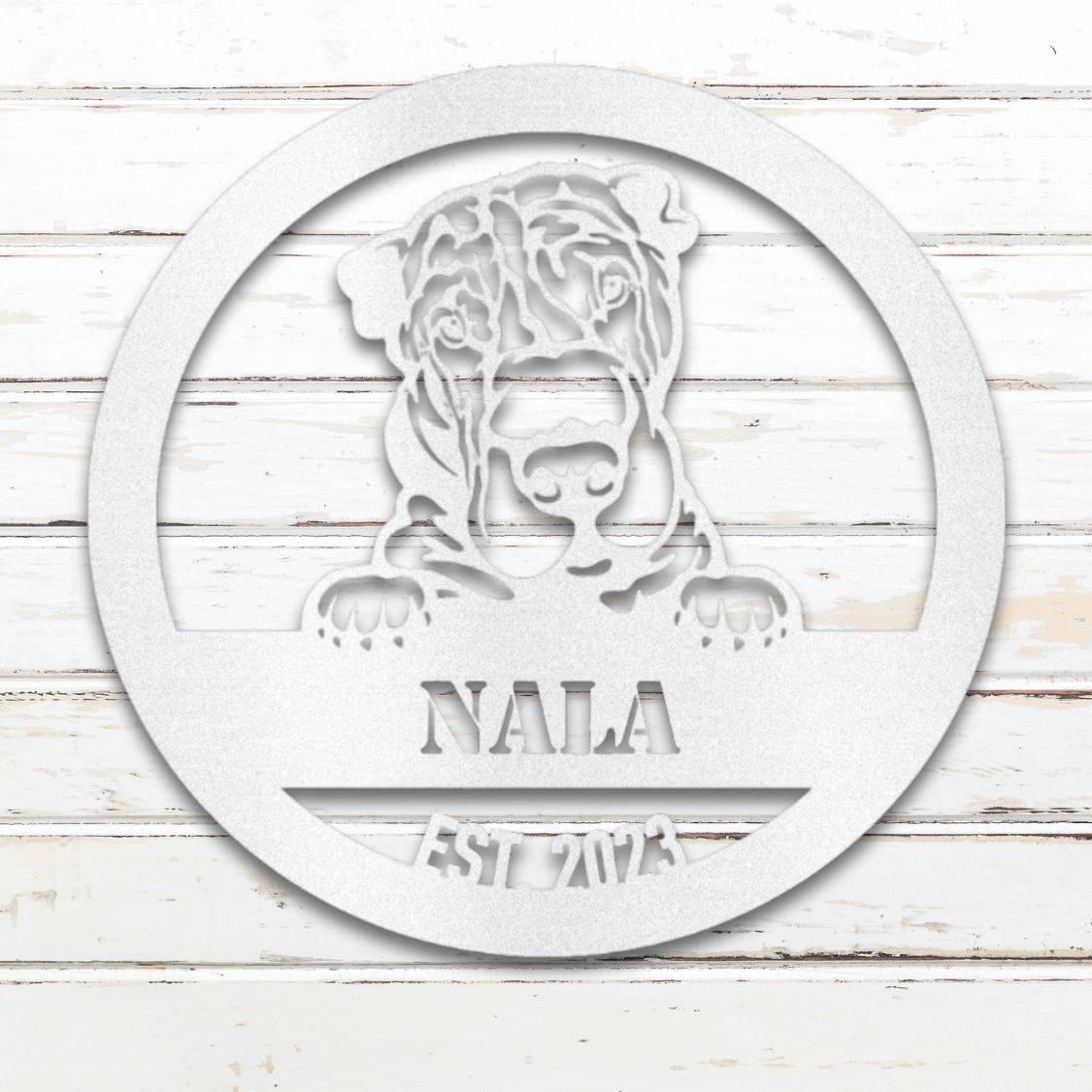 Personalized Shar-Pei Metal Wall Art – Custom Dog Name Sign White | Barkhaus Metal Company