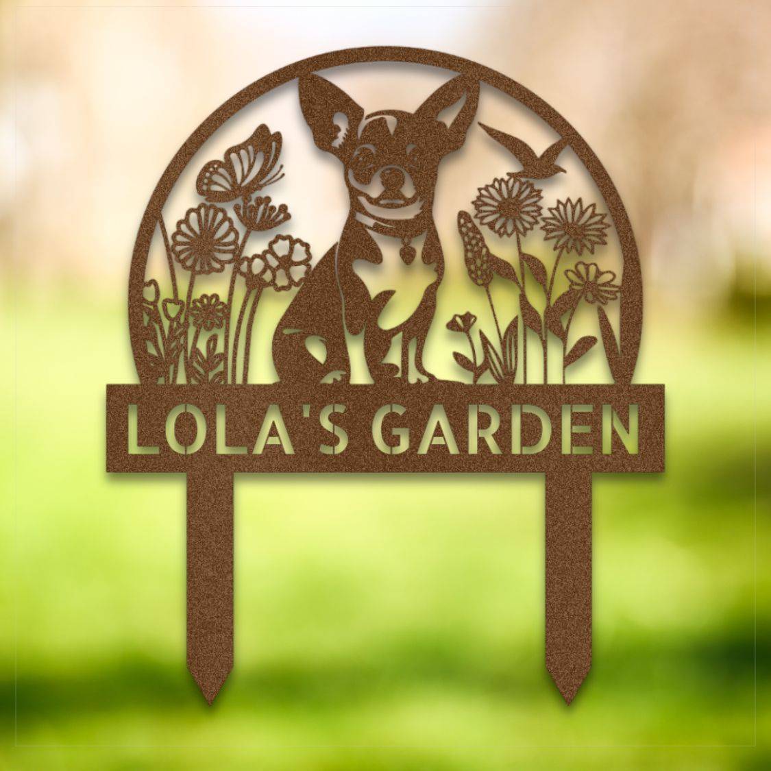 Personalized Yard Stake V Copper | Barkhaus Metal Company