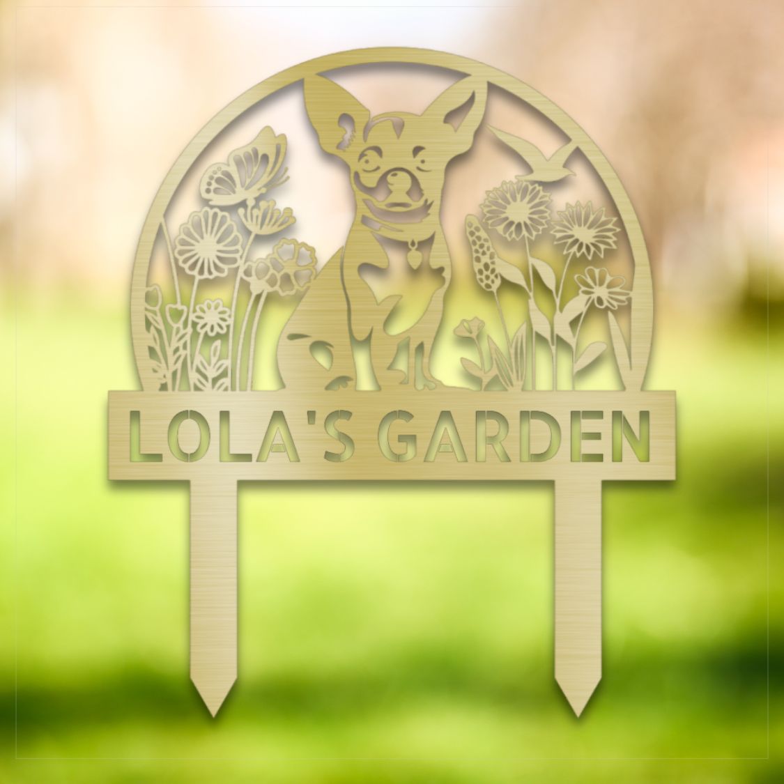 Personalized Yard Stake V Gold | Barkhaus Metal Company