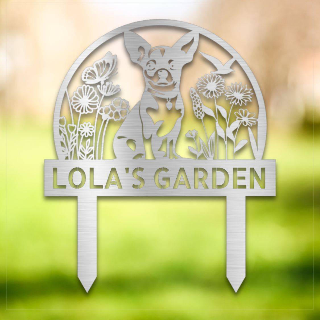 Personalized Yard Stake V Silver | Barkhaus Metal Company