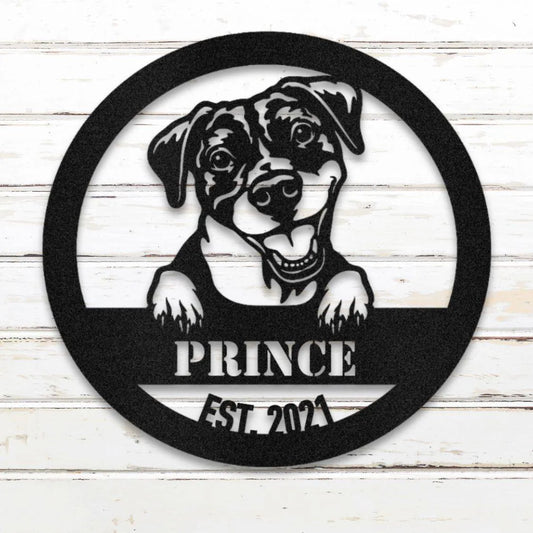 Pit Bull Terrier Personalized Metal Sign - Custom Dog Wall Art Silhouette in Black - Custom Dog Wall Art