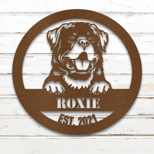 Rottweiler Personalized Metal Sign - Custom Dog Wall Art Silhouette in Copper - Custom Dog Wall Art